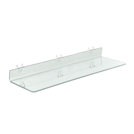 Azar Displays 24"W x 6"D Clear Acrylic Shelf for Pegboard and Slatwall, PK4 556009